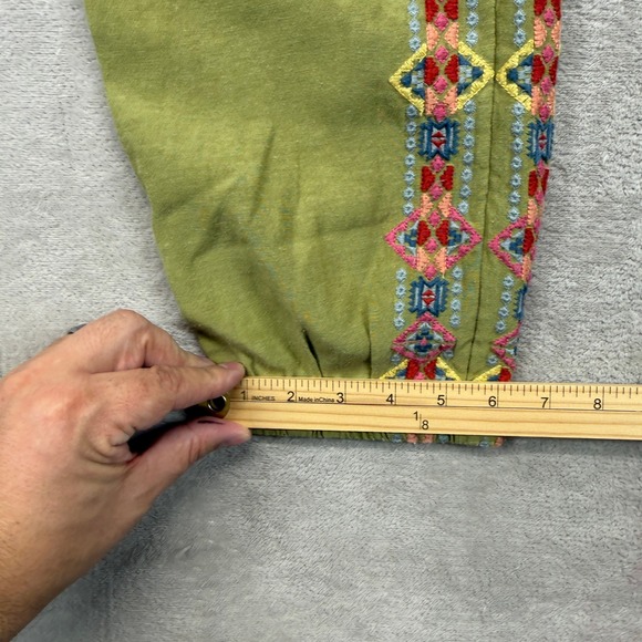Sundance Pants Women's Small Buena Vista Colorful Embroidered Jogger Olive Boho - Picture 11 of 14